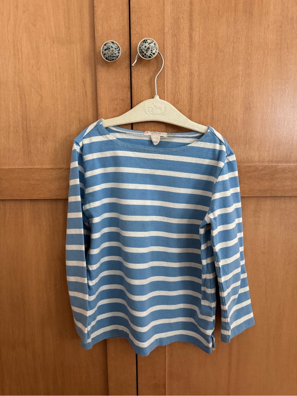 J.Crew Crewcuts Girls Blue and White Striped Long-Sleeve Shirt